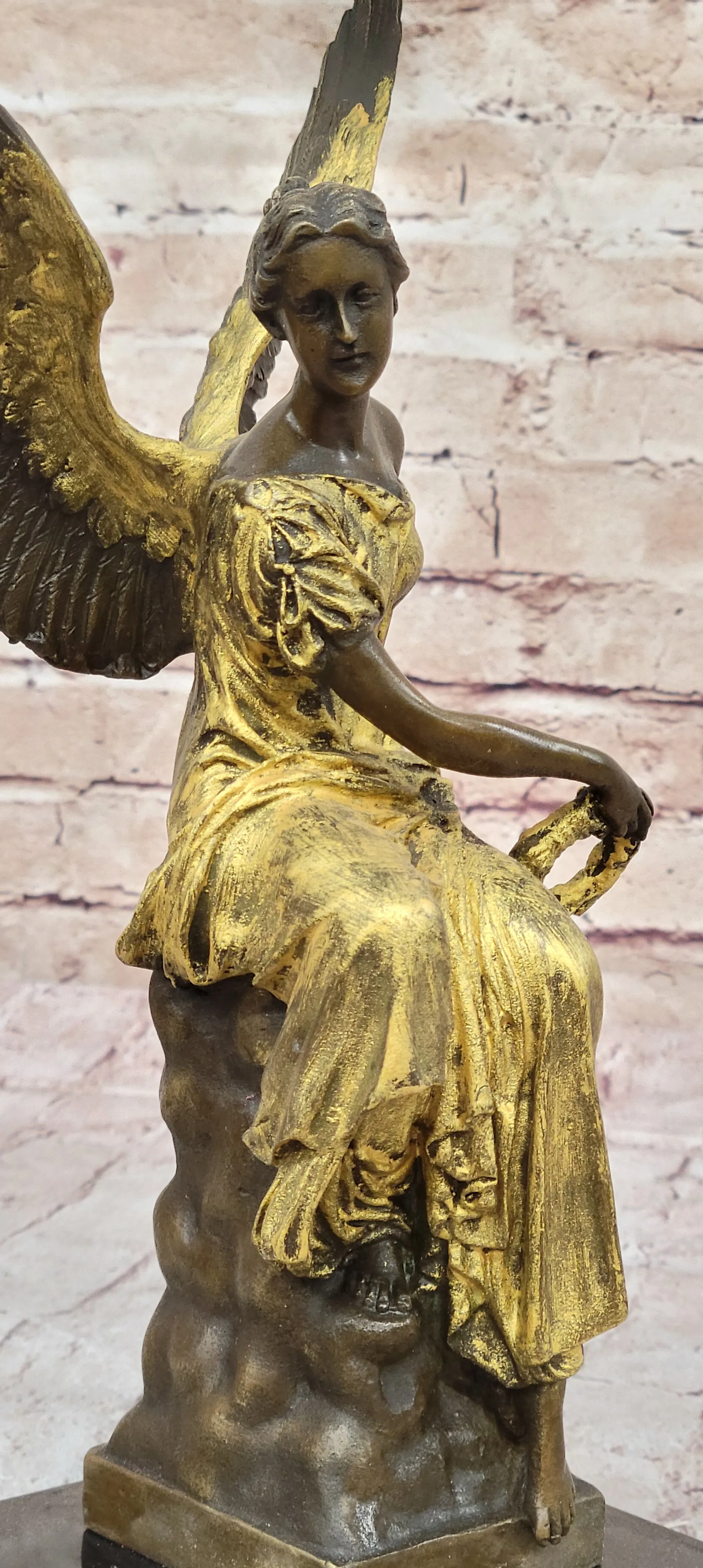 Art Deco Xmas Christmas Angel Bronze Sculpture Louver Museum Quality Home Decor