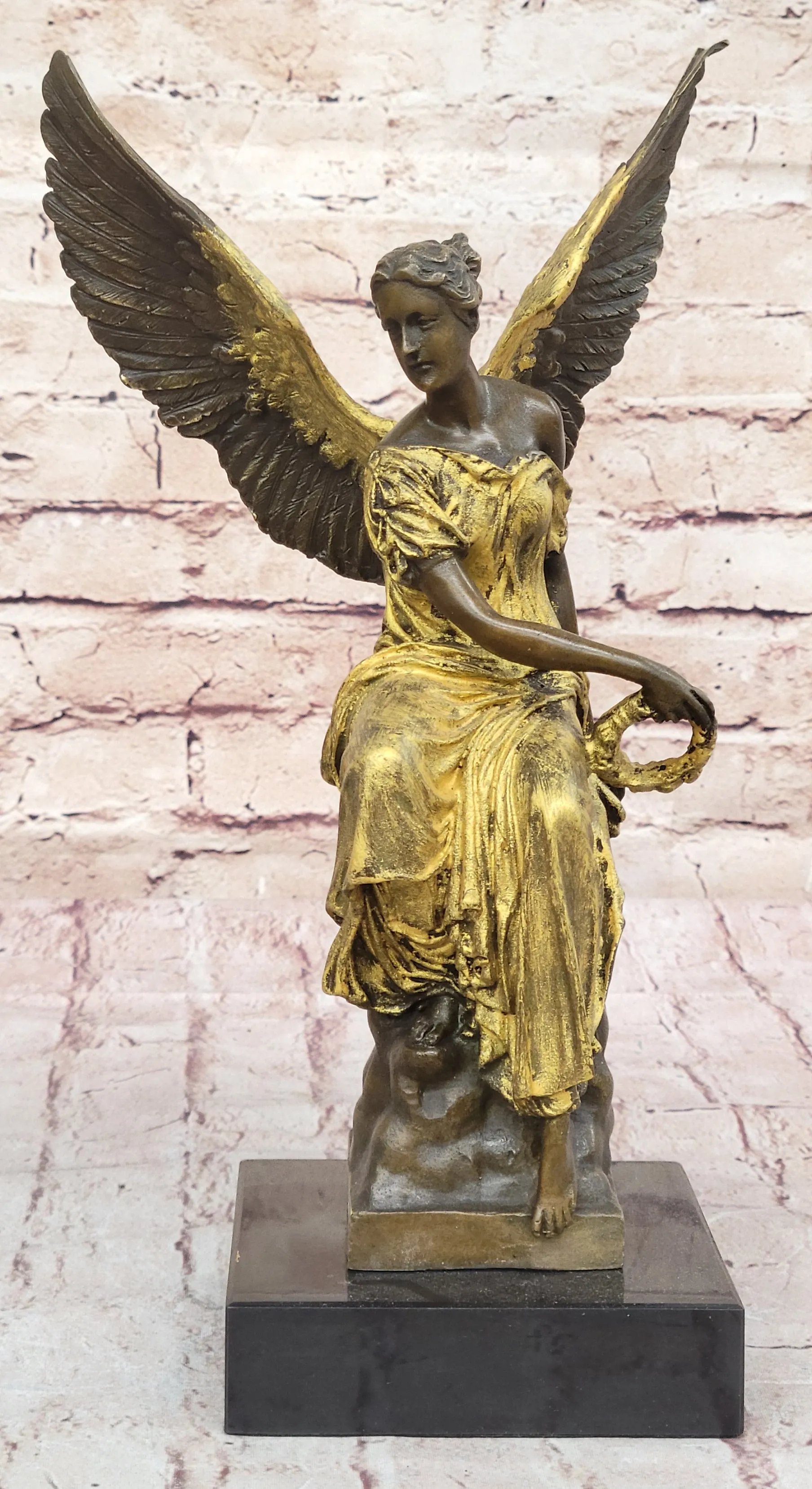Art Deco Xmas Christmas Angel Bronze Sculpture Louver Museum Quality Home Decor