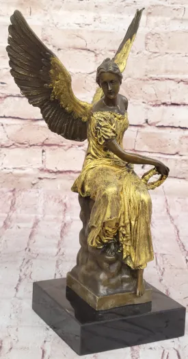 Art Deco Xmas Christmas Angel Bronze Sculpture Louver Museum Quality Home Decor