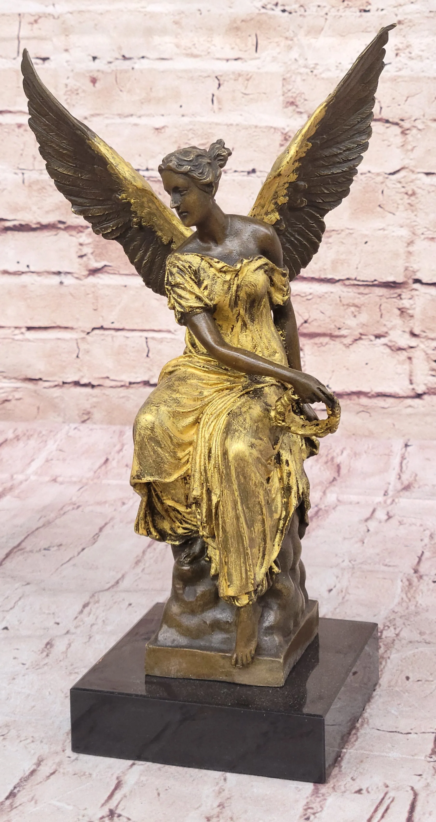 Art Deco Xmas Christmas Angel Bronze Sculpture Louver Museum Quality Home Decor