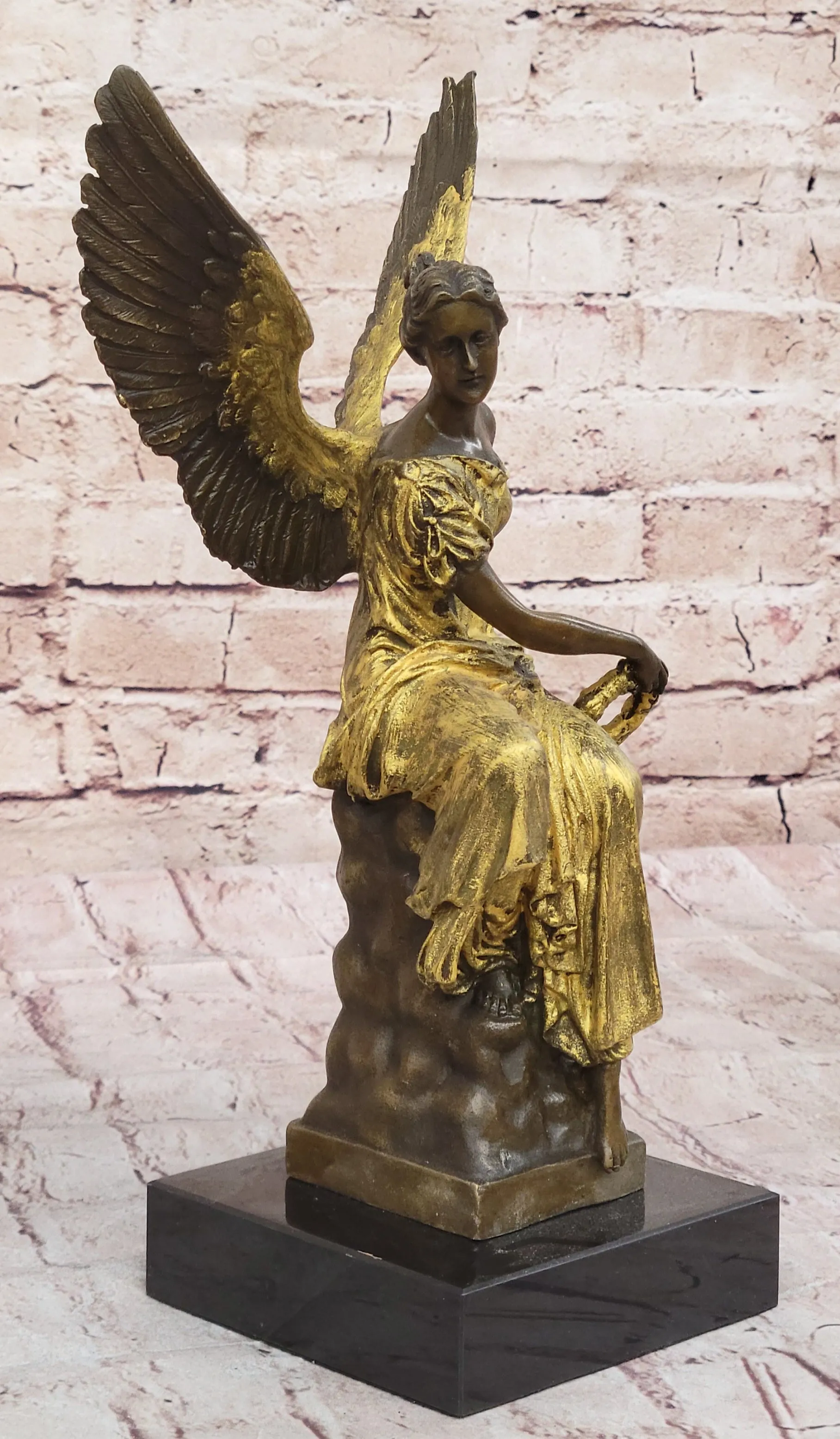 Art Deco Xmas Christmas Angel Bronze Sculpture Louver Museum Quality Home Decor