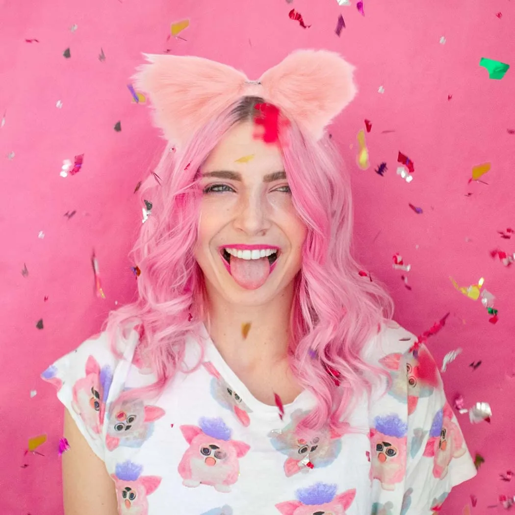 Aularso Cat Fox Fur Ears Headband Pink Hair Bands Anime Cosplay Costume Halloween Fancy Party Decorationes Hair Accessories for Women and Girls (Pink)
