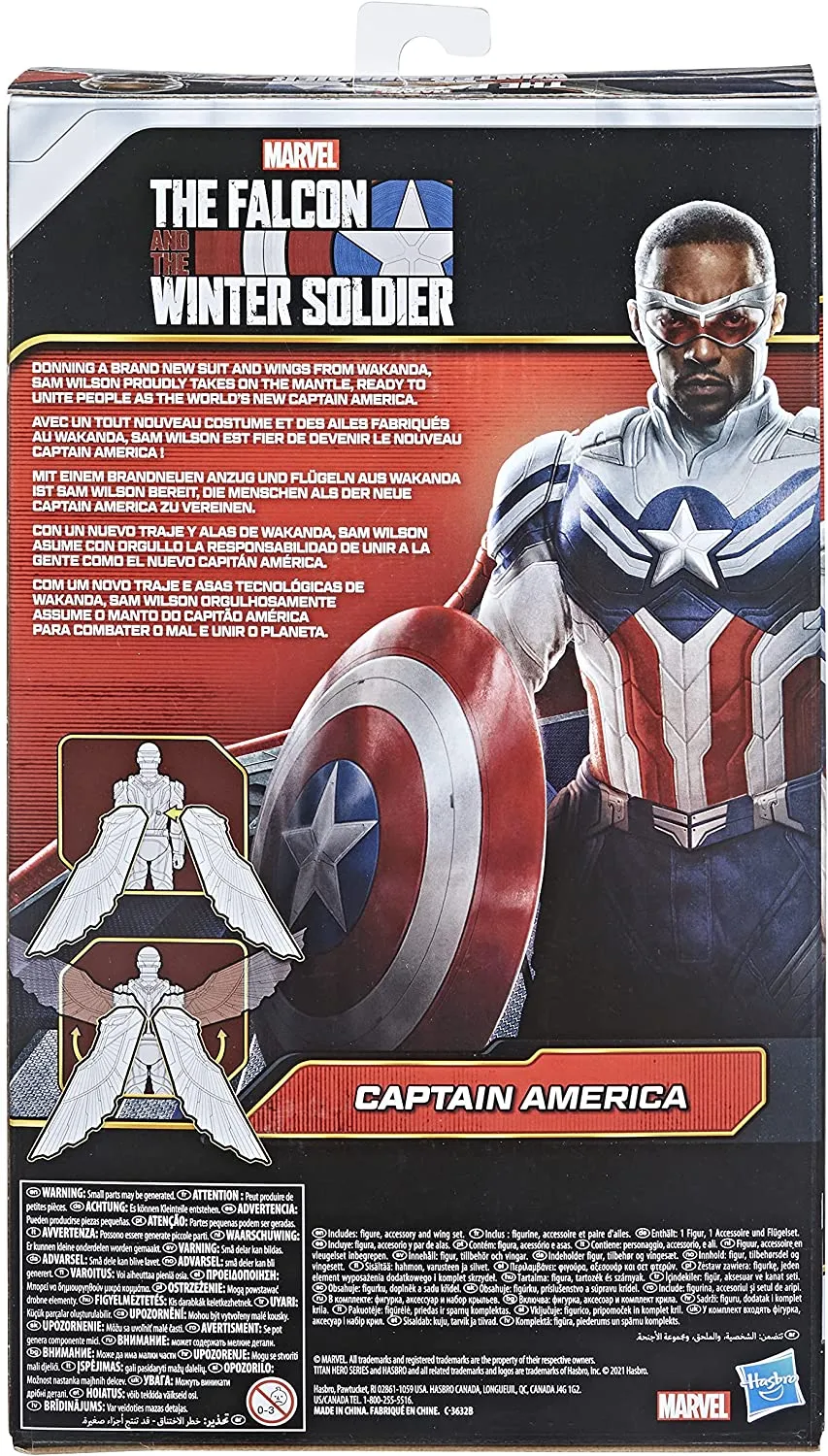 Avengers Marvel Studios Titan Hero Series Captain America Action Figure, 12-Inch Toy, Includes Wings, for Kids Ages 4 and Up