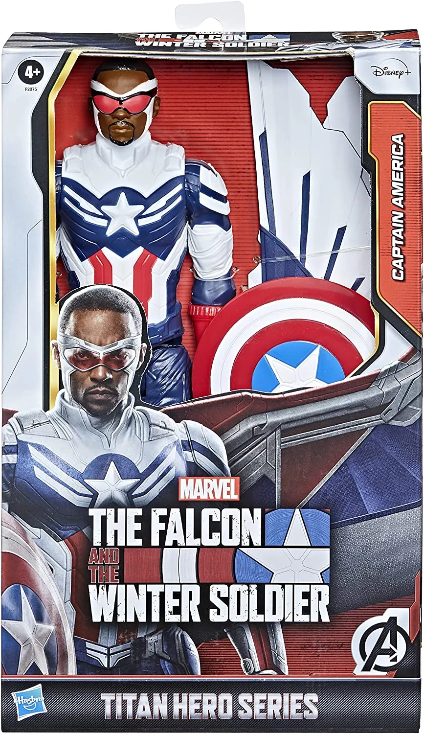 Avengers Marvel Studios Titan Hero Series Captain America Action Figure, 12-Inch Toy, Includes Wings, for Kids Ages 4 and Up