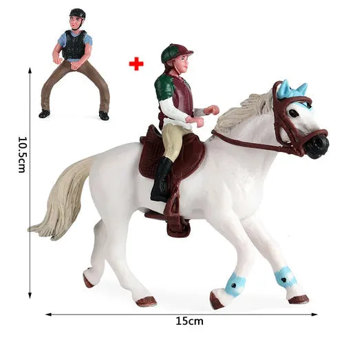 Charming Equestrian Knight Horse Fence Cart Figurine for Farm Lovers