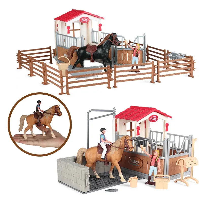 Charming Equestrian Knight Horse Fence Cart Figurine for Farm Lovers