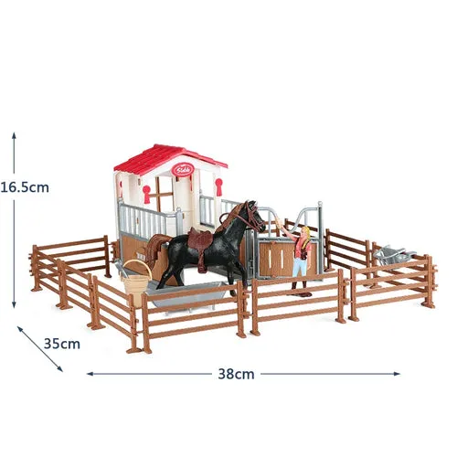 Charming Equestrian Knight Horse Fence Cart Figurine for Farm Lovers