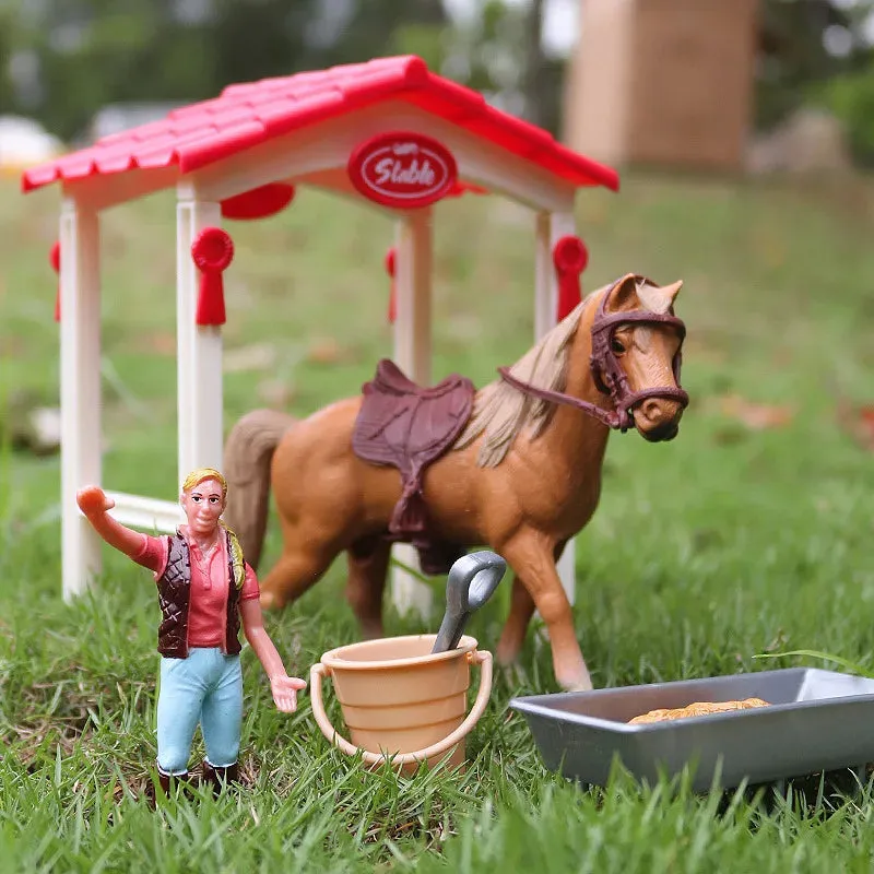Charming Equestrian Knight Horse Fence Cart Figurine for Farm Lovers