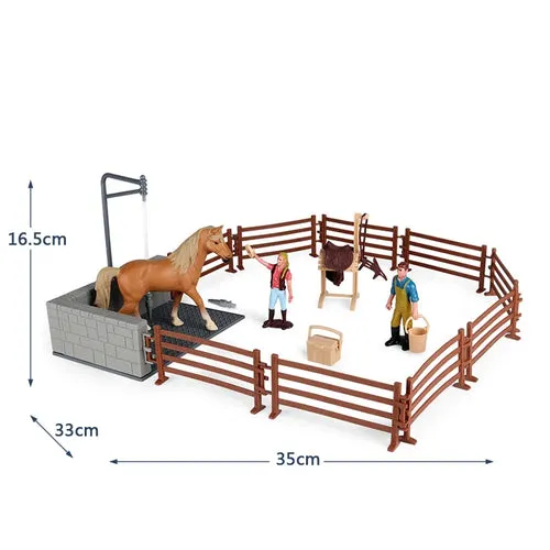 Charming Equestrian Knight Horse Fence Cart Figurine for Farm Lovers
