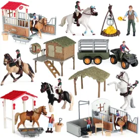 Charming Equestrian Knight Horse Fence Cart Figurine for Farm Lovers