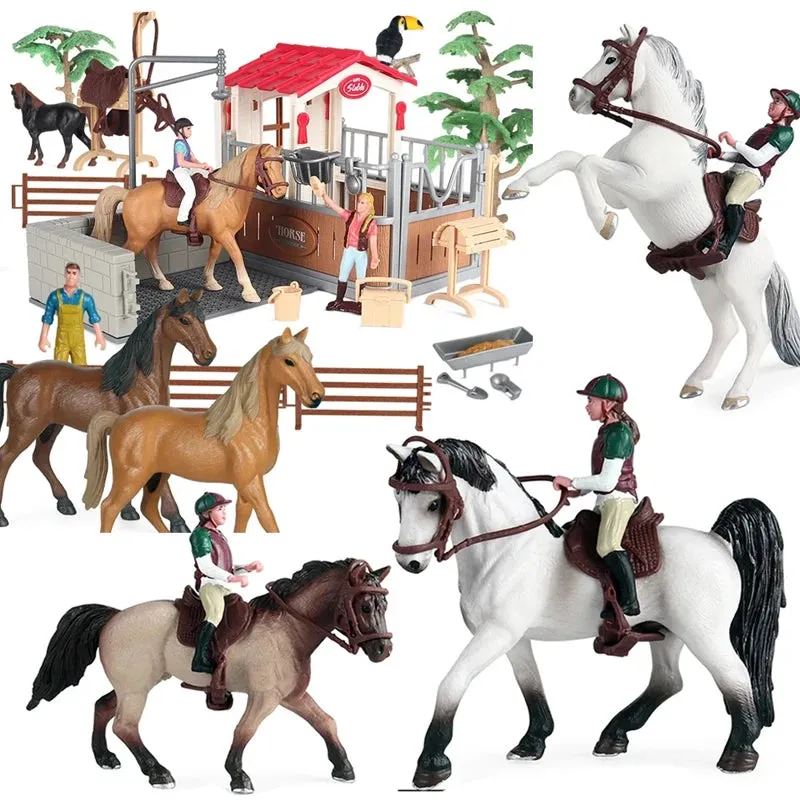 Charming Equestrian Knight Horse Fence Cart Figurine for Farm Lovers