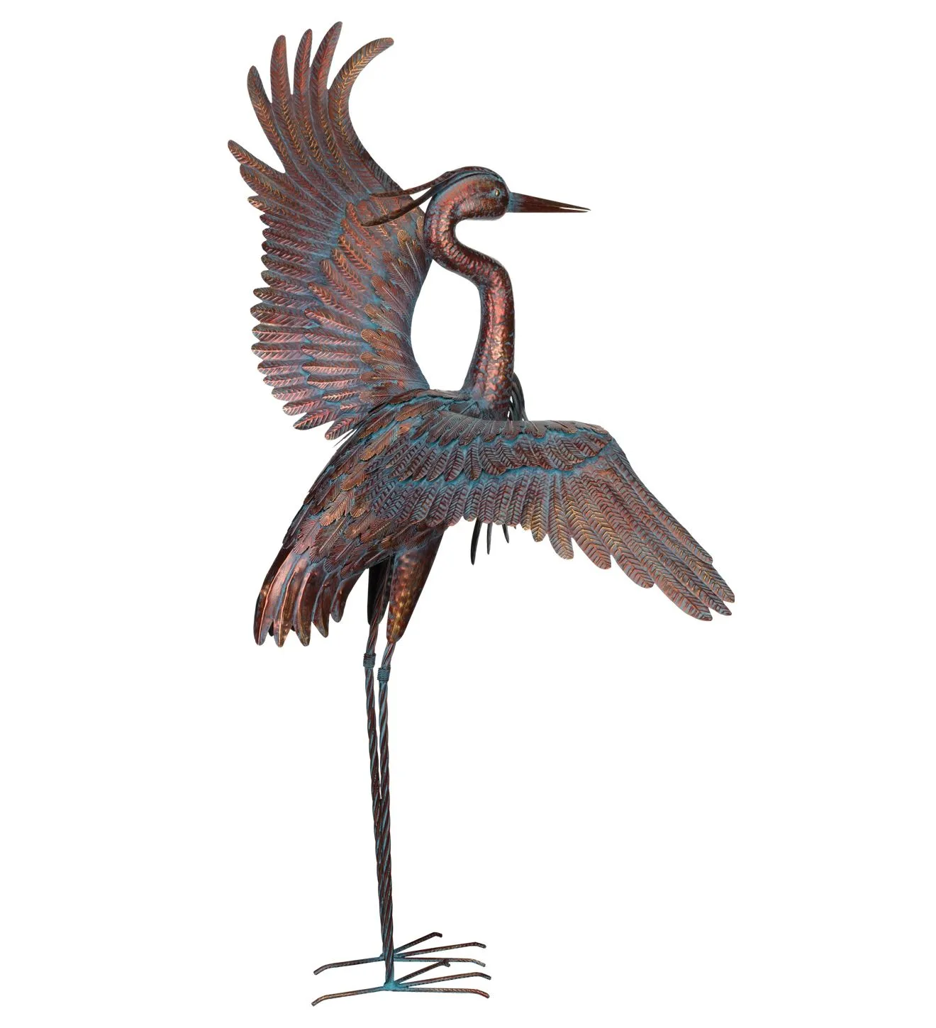Copper Patina Heron Statues