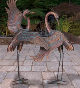 Copper Patina Heron Statues