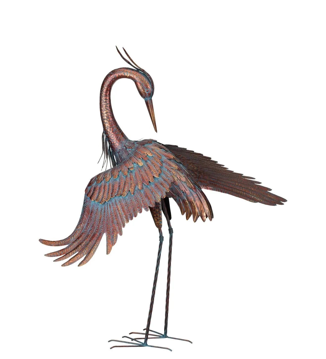 Copper Patina Heron Statues
