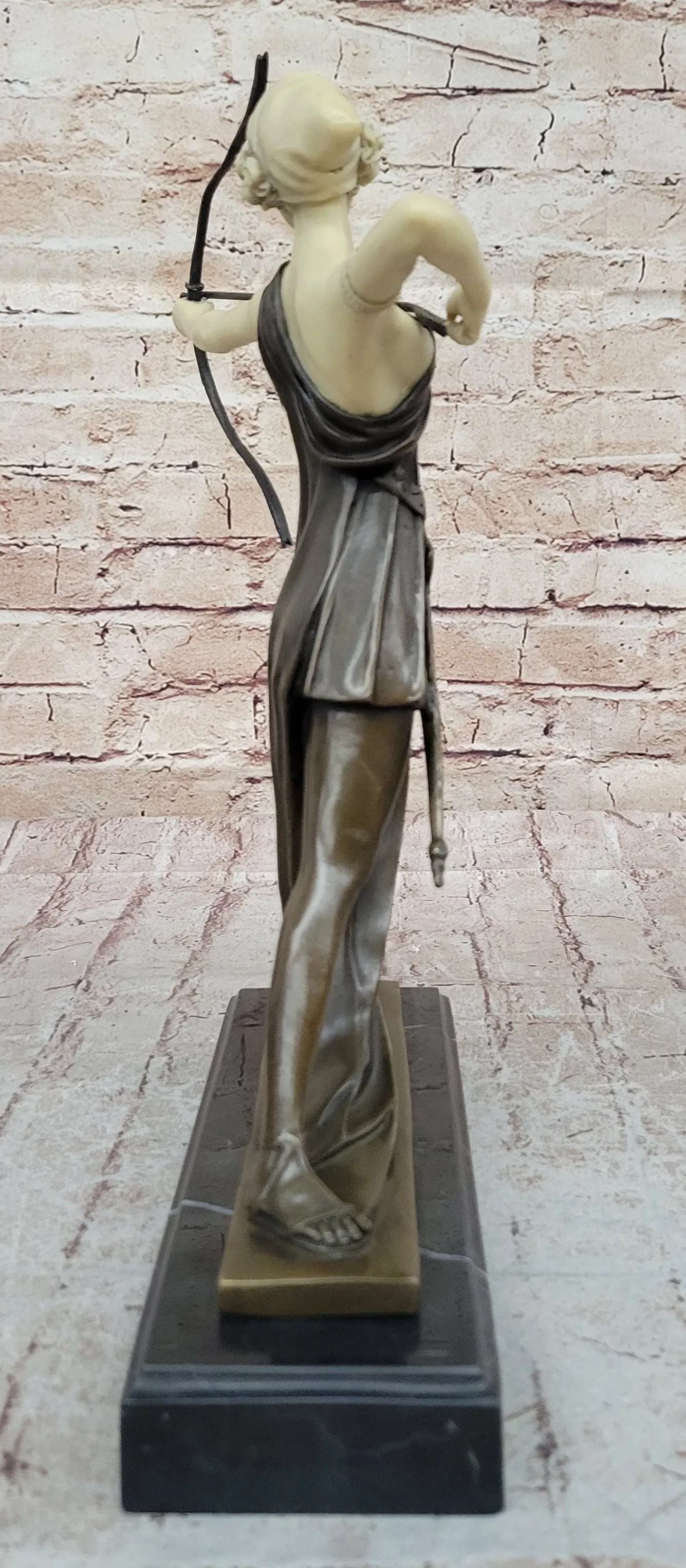 Diana the Huntress as an Archer w/ Bow Drawn - Artemis Bronze Sculpture Statue Mythology
