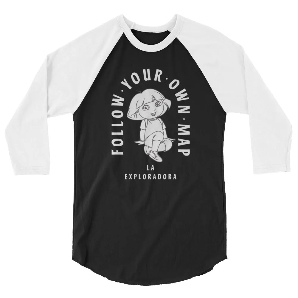 Dora the Explorer Follow Your Own Map Unisex 3/4 Sleeve Raglan Shirt
