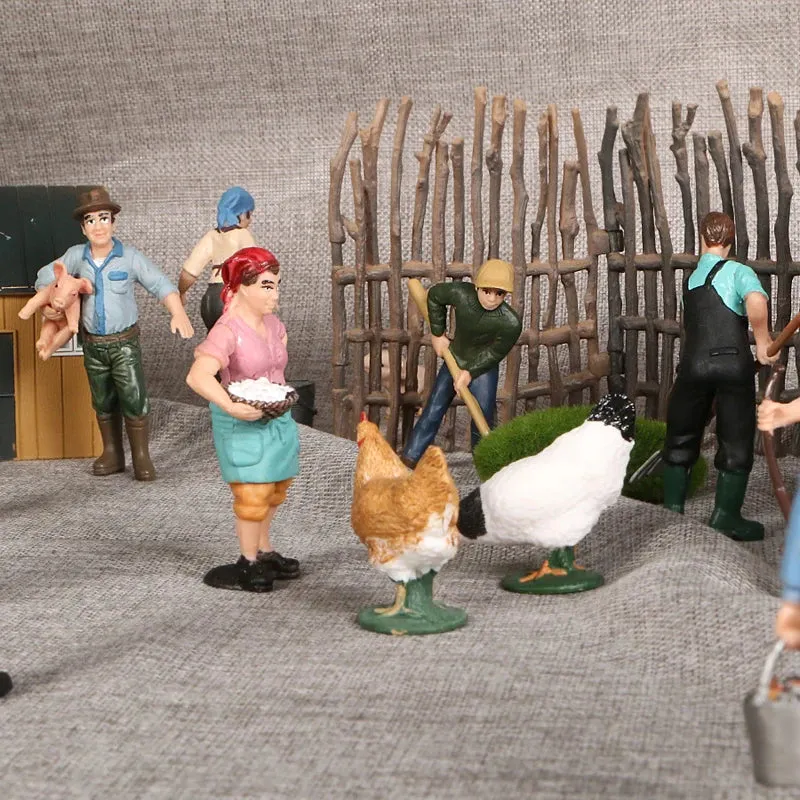 Farmyard Fun: Realistic Animal Figurines with Breeder Tools Set