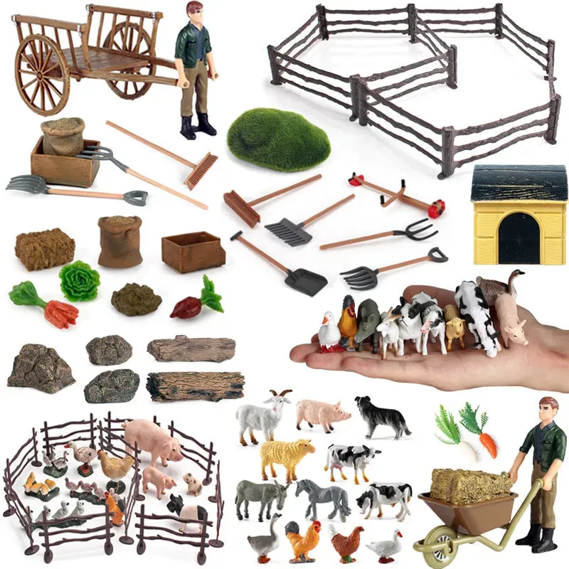 Farmyard Fun: Realistic Animal Figurines with Breeder Tools Set