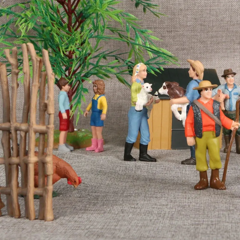 Farmyard Fun: Realistic Animal Figurines with Breeder Tools Set