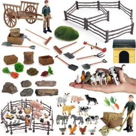 Farmyard Fun: Realistic Animal Figurines with Breeder Tools Set