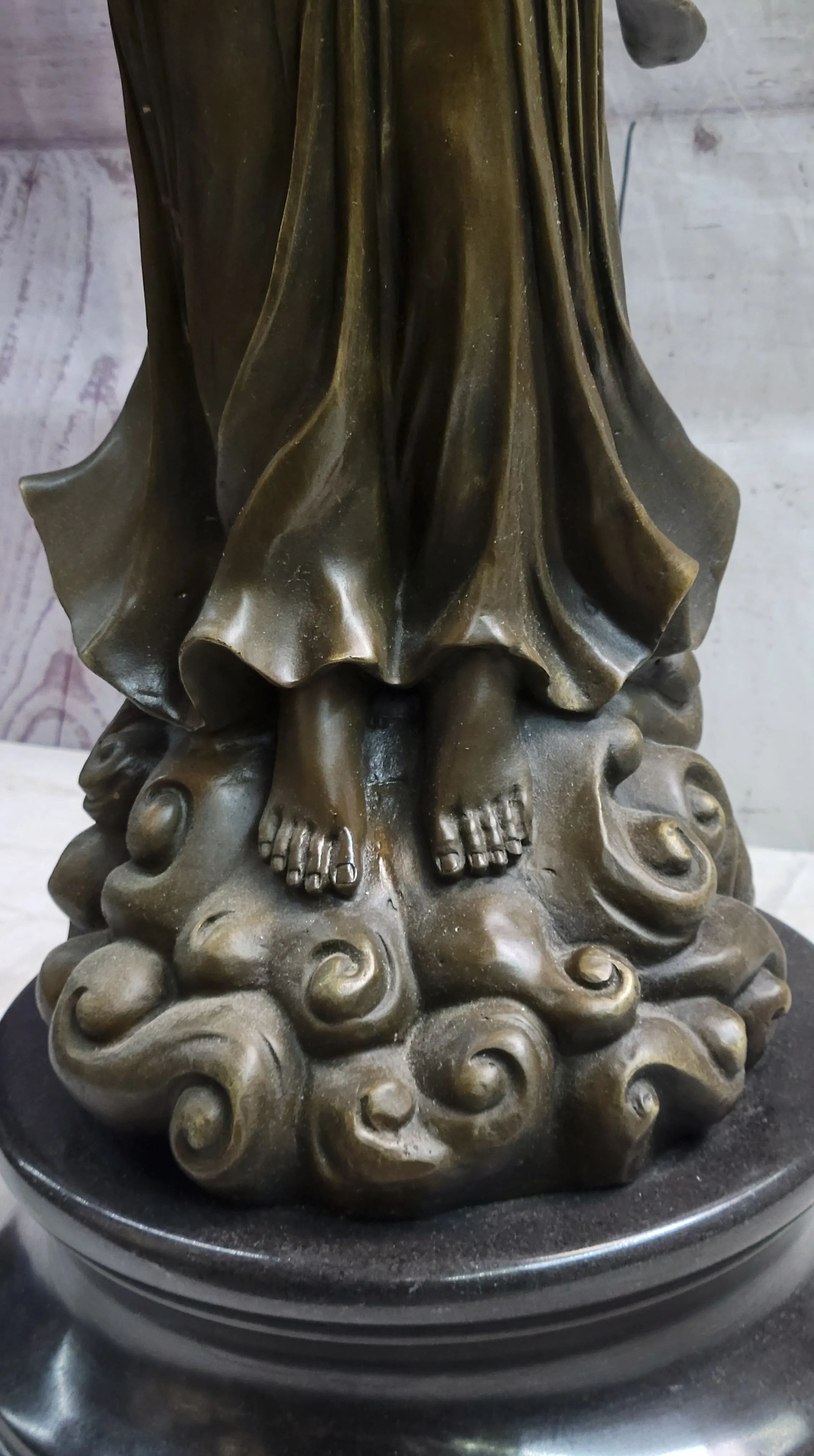 Female Winged Angel Figure Bronze Statue Sculpture Religious Decor Signed Art by Vitaleh