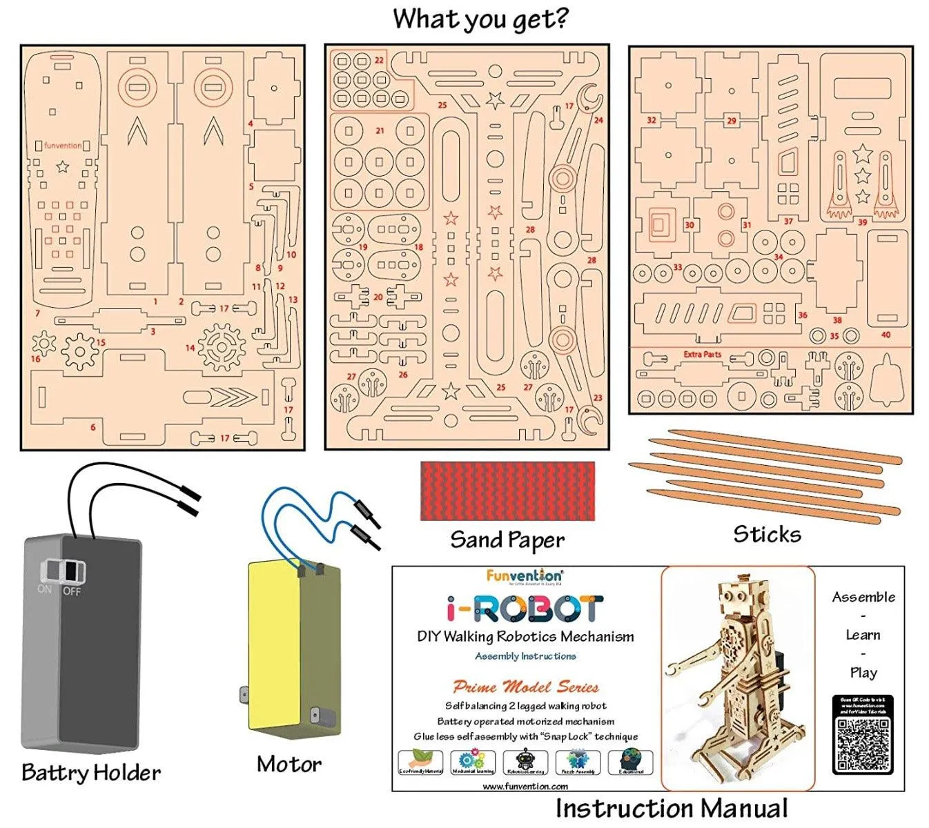 Funvention i-Robot - DIY Walking Robotic Model - STEM Learning Kit