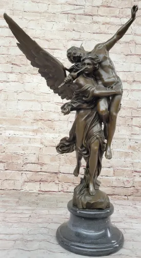 Gloria Victis by Mercie - French Bronze Sculpture of Angel Carrying Fallen Soldier