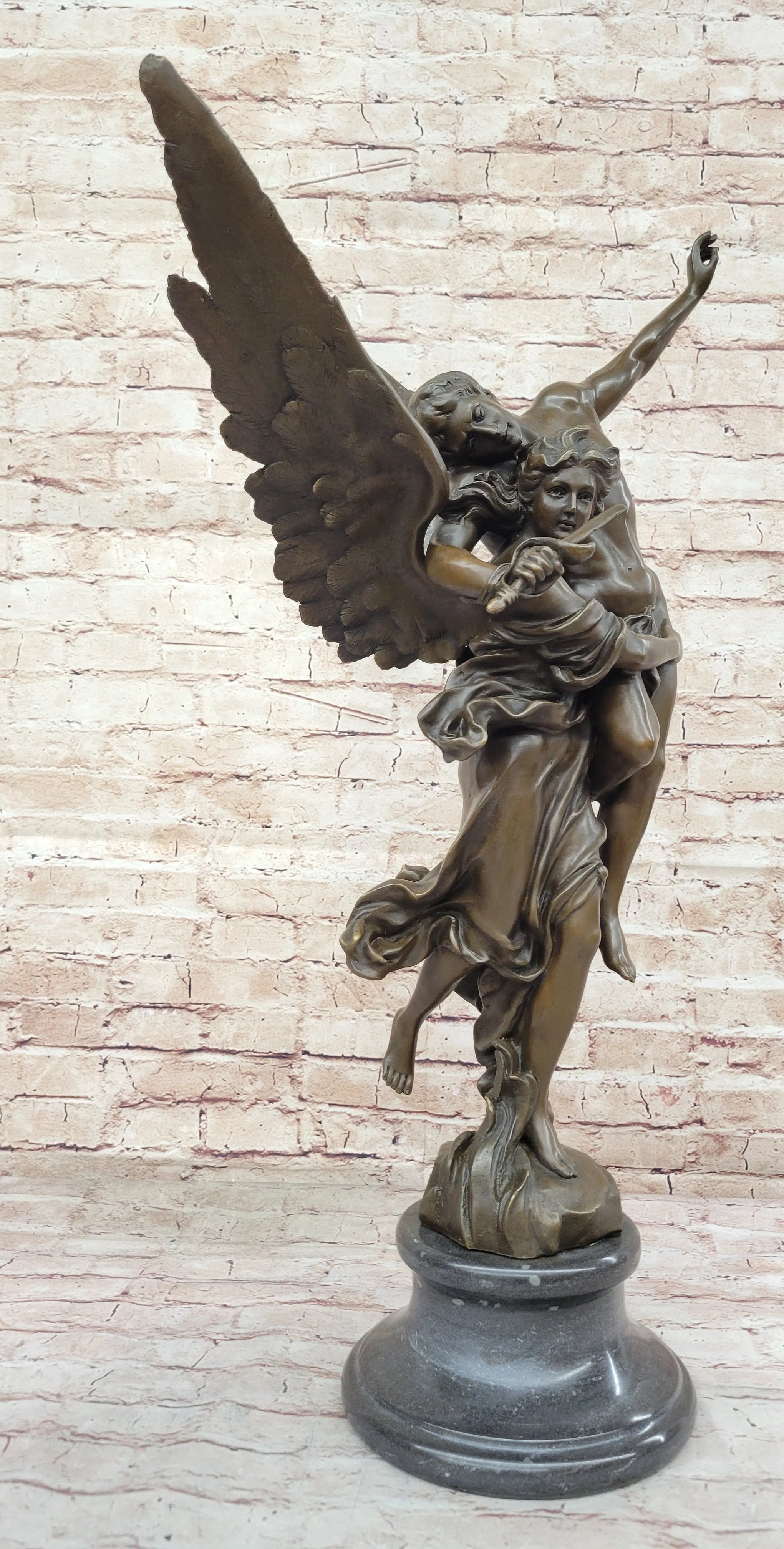 Gloria Victis by Mercie - French Bronze Sculpture of Angel Carrying Fallen Soldier