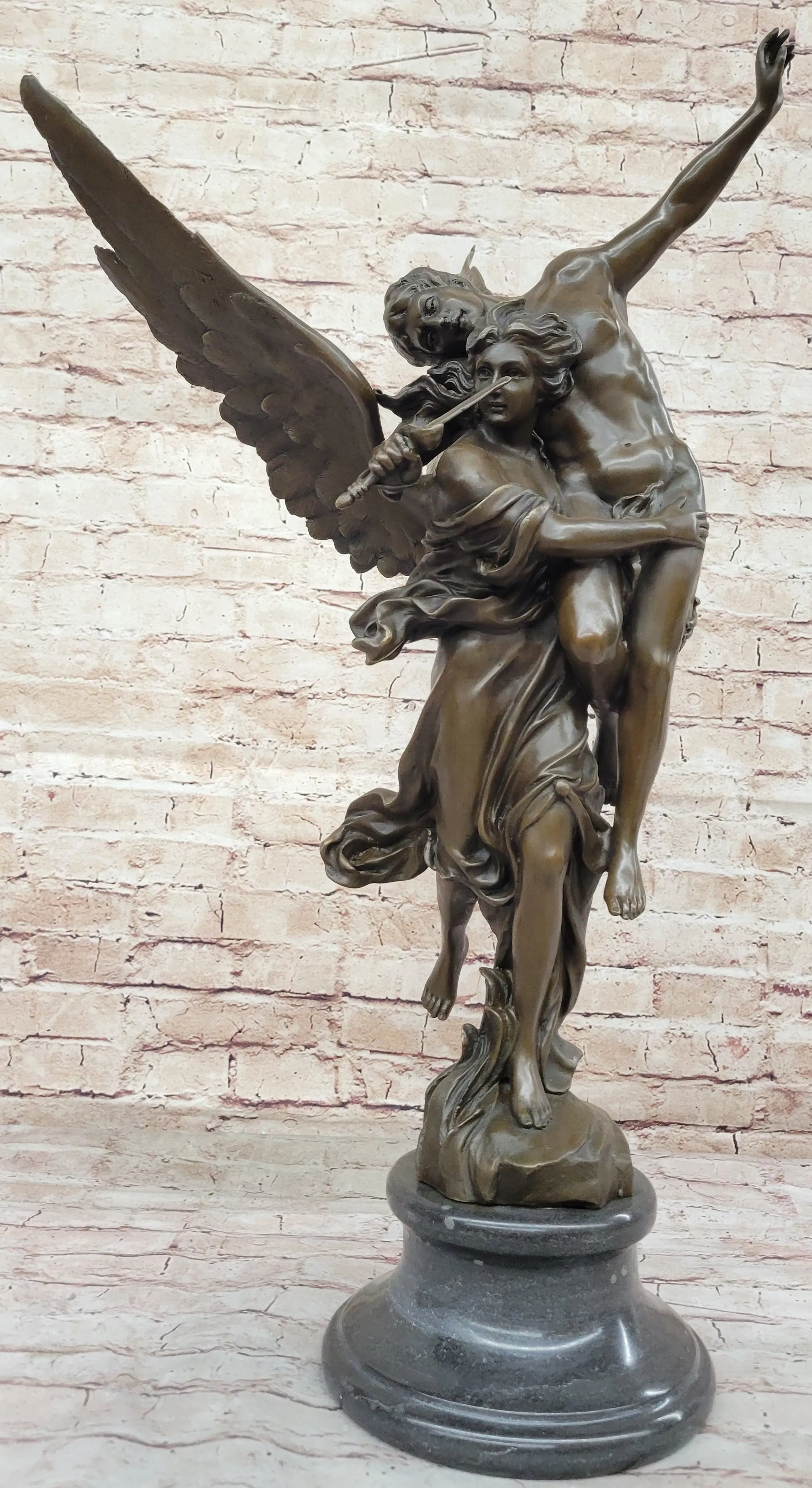 Gloria Victis by Mercie - French Bronze Sculpture of Angel Carrying Fallen Soldier