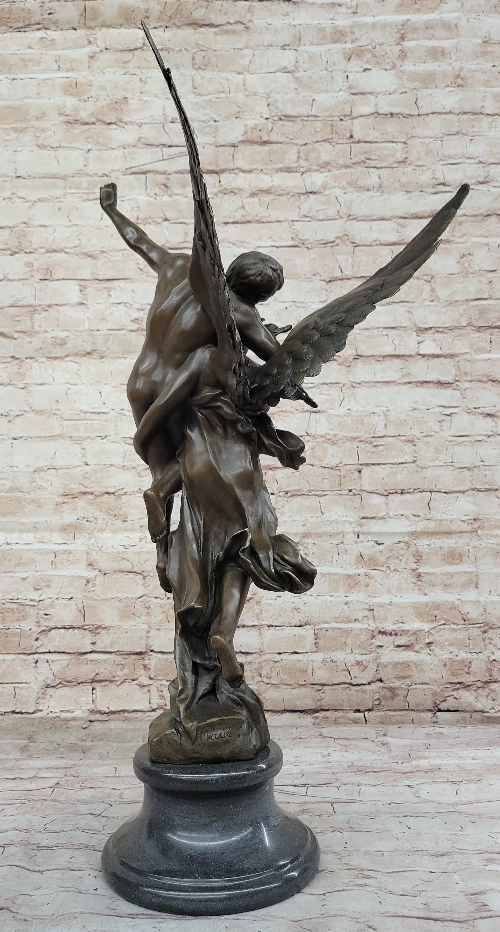 Gloria Victis by Mercie - French Bronze Sculpture of Angel Carrying Fallen Soldier