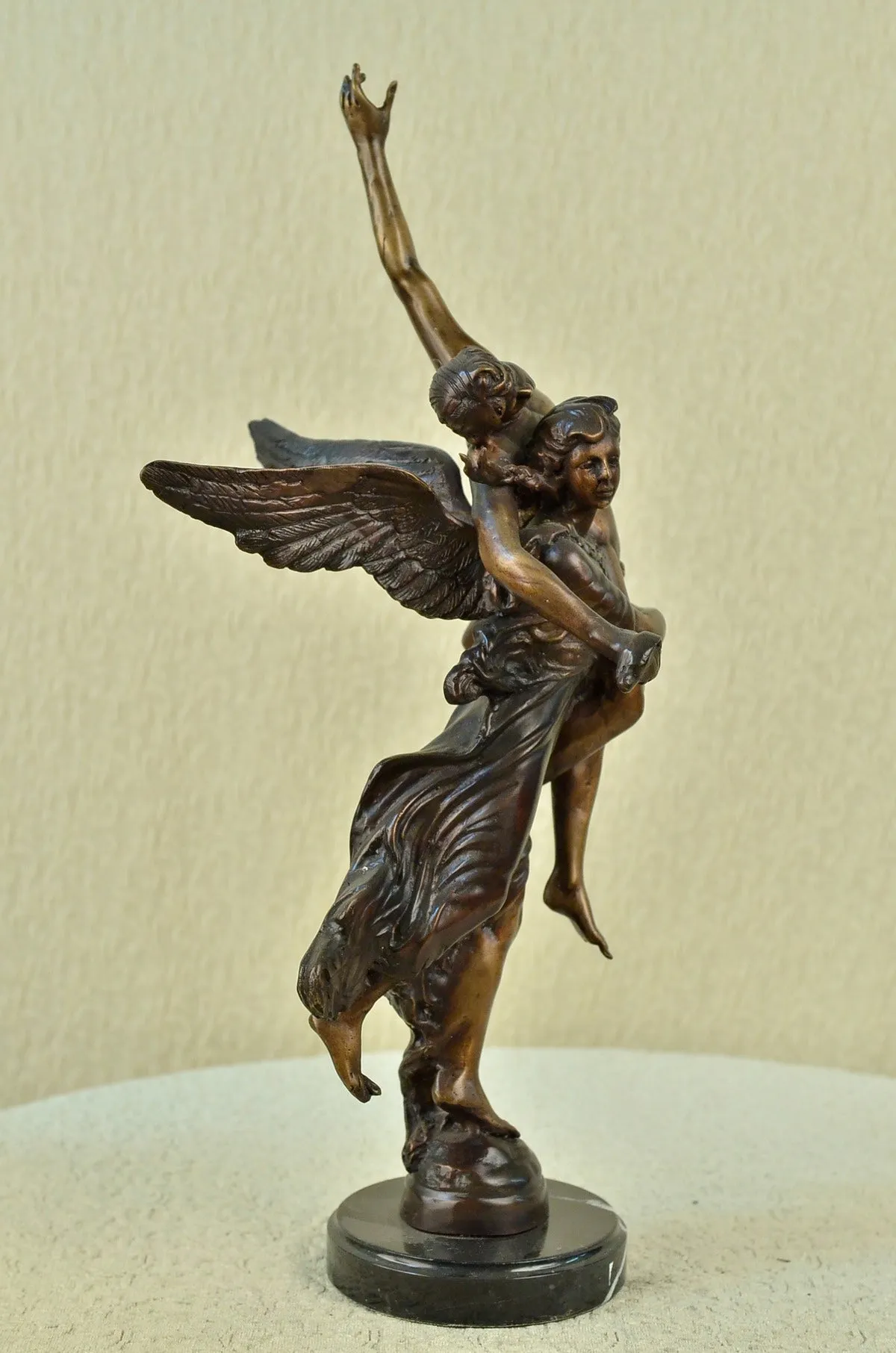 Guardian Angel Messenger of God Bronze Statue Sculpture Signed Moreau Figure Art