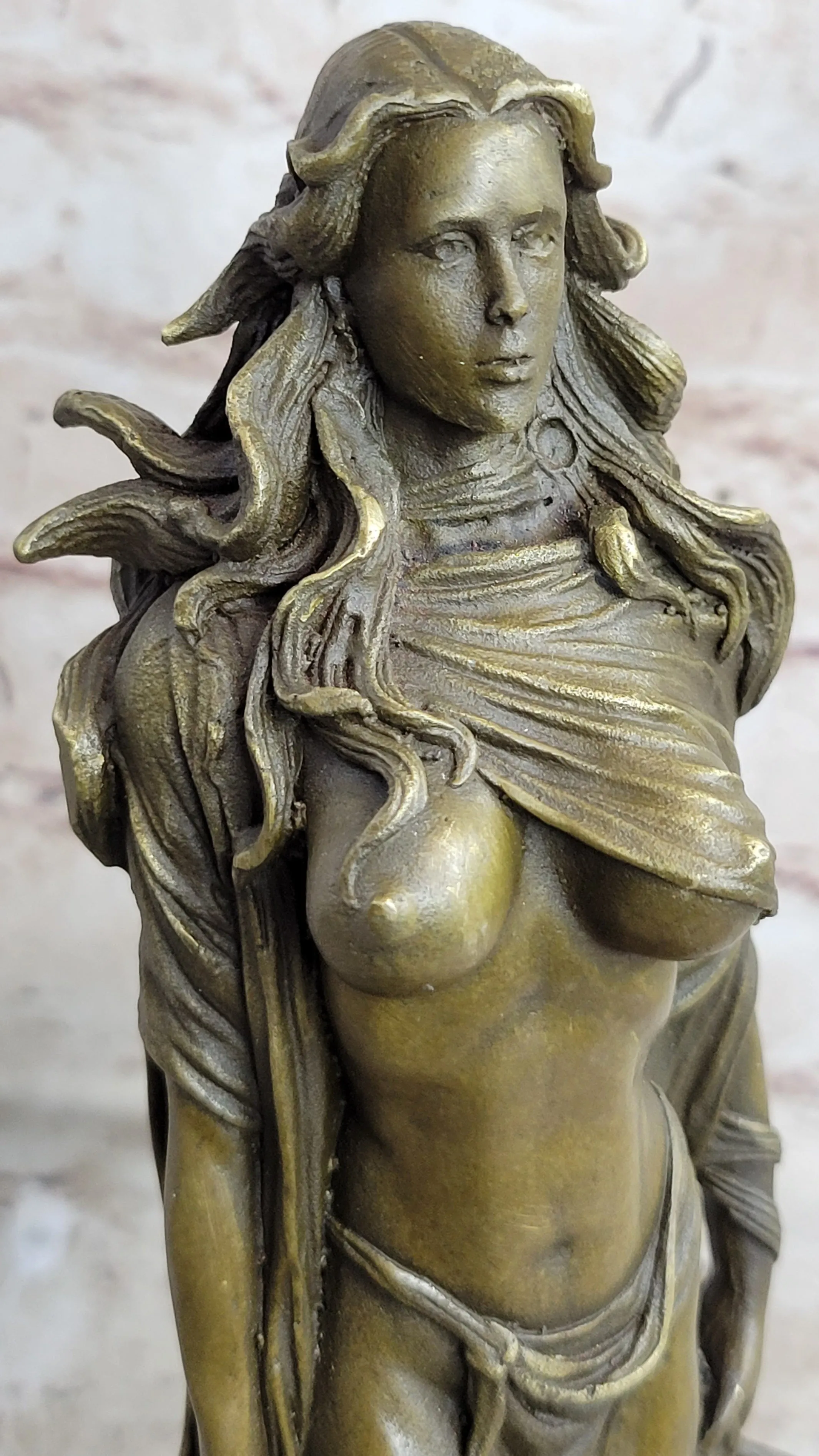 Handmade Art Signed Patoue Female Amazon Warrior Bronze Sculpture Figure Gift