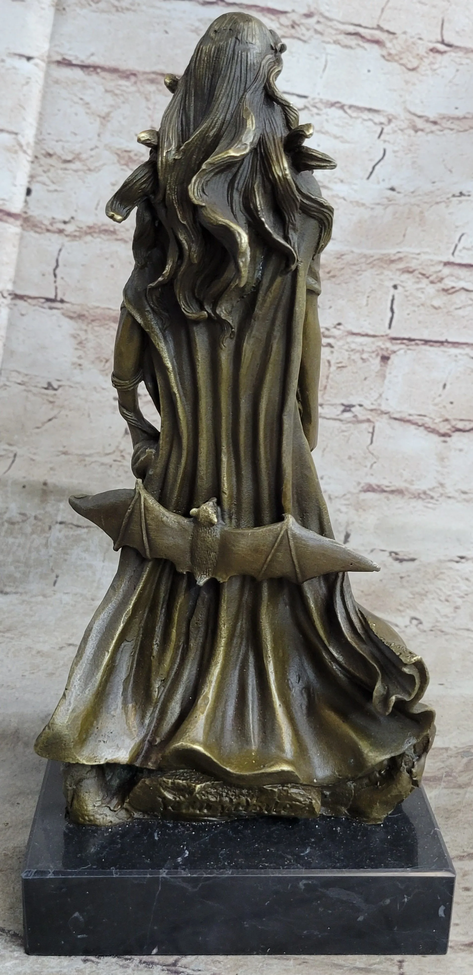 Handmade Art Signed Patoue Female Amazon Warrior Bronze Sculpture Figure Gift