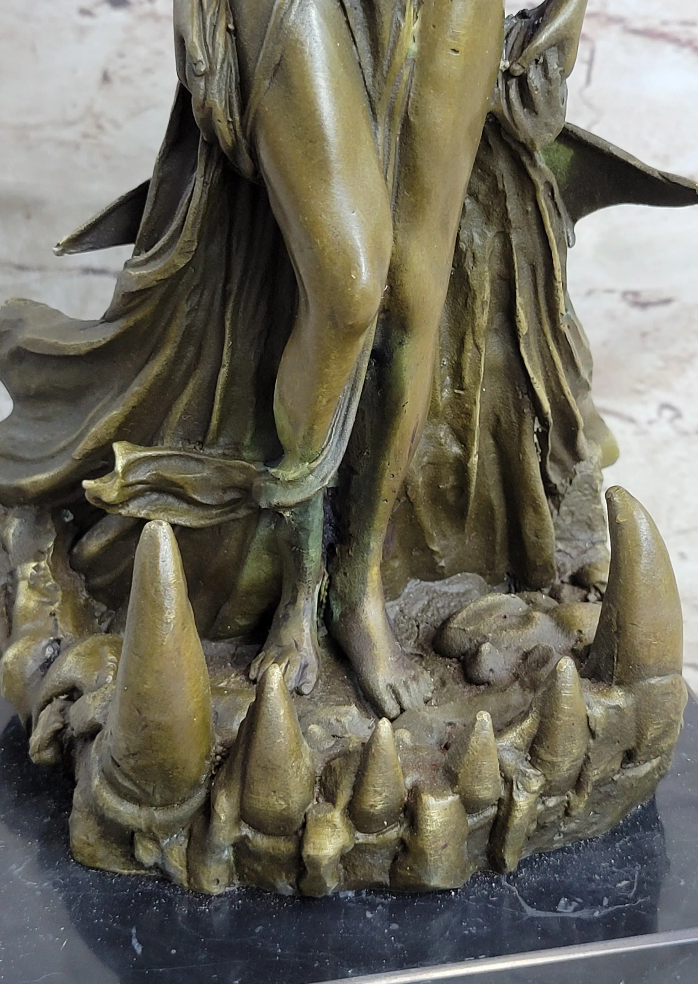 Handmade Art Signed Patoue Female Amazon Warrior Bronze Sculpture Figure Gift