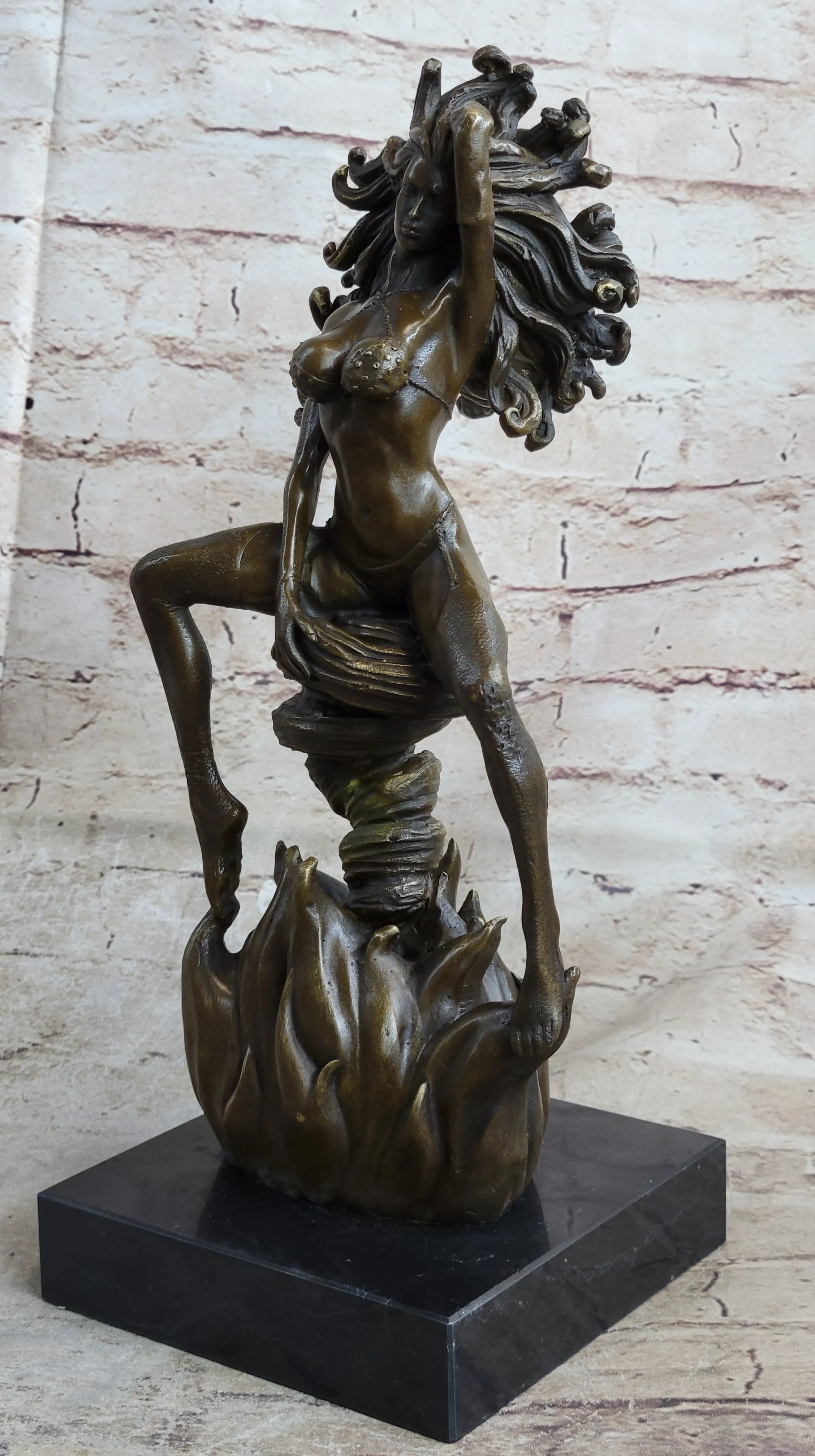 Handmade Sexy Medusa Bronze Sculpture Marble Statue By Aldo Vitaleh Figurine Figure
