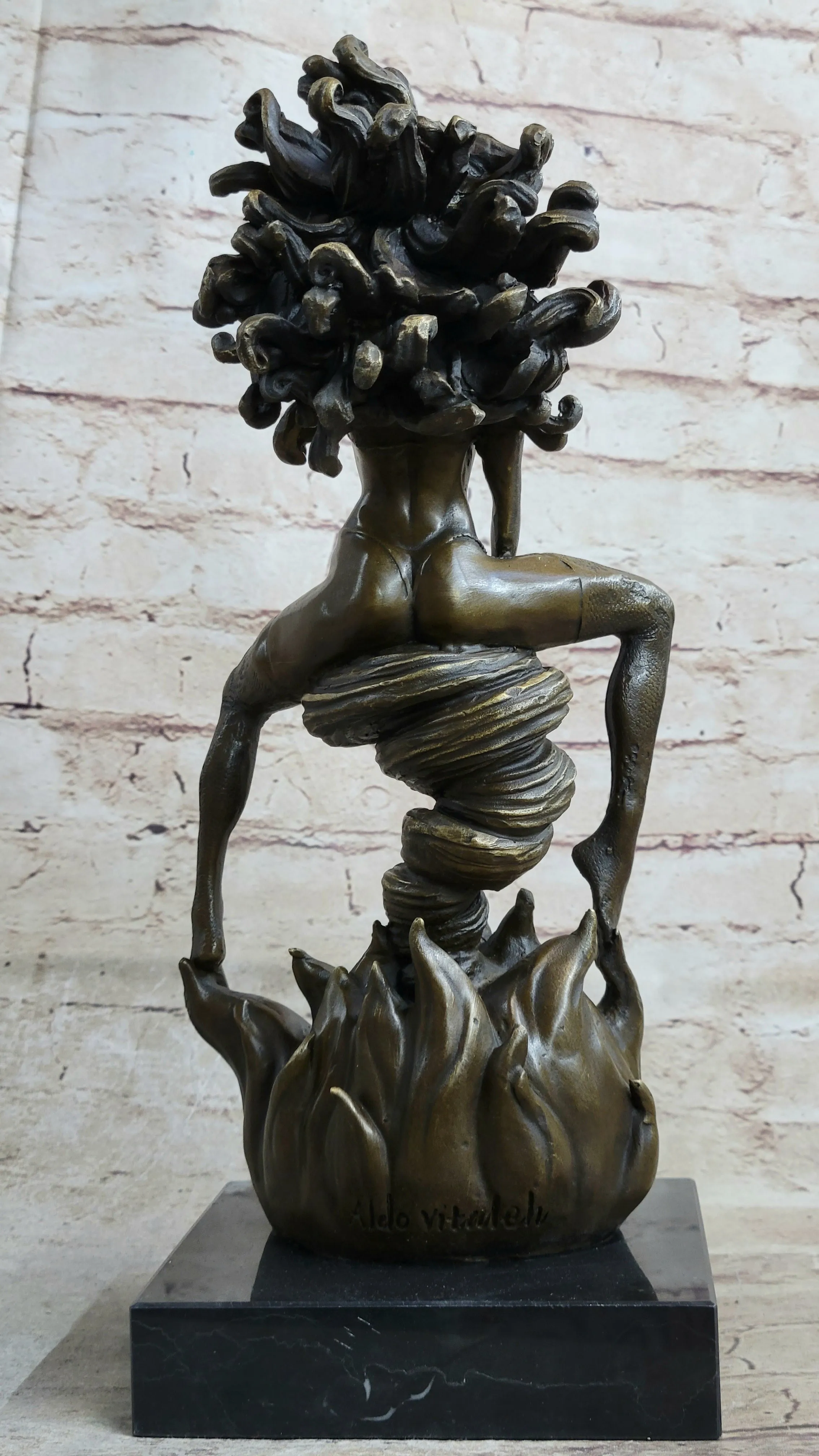 Handmade Sexy Medusa Bronze Sculpture Marble Statue By Aldo Vitaleh Figurine Figure