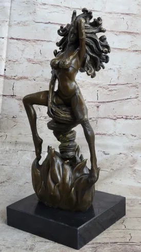 Handmade Sexy Medusa Bronze Sculpture Marble Statue By Aldo Vitaleh Figurine Figure