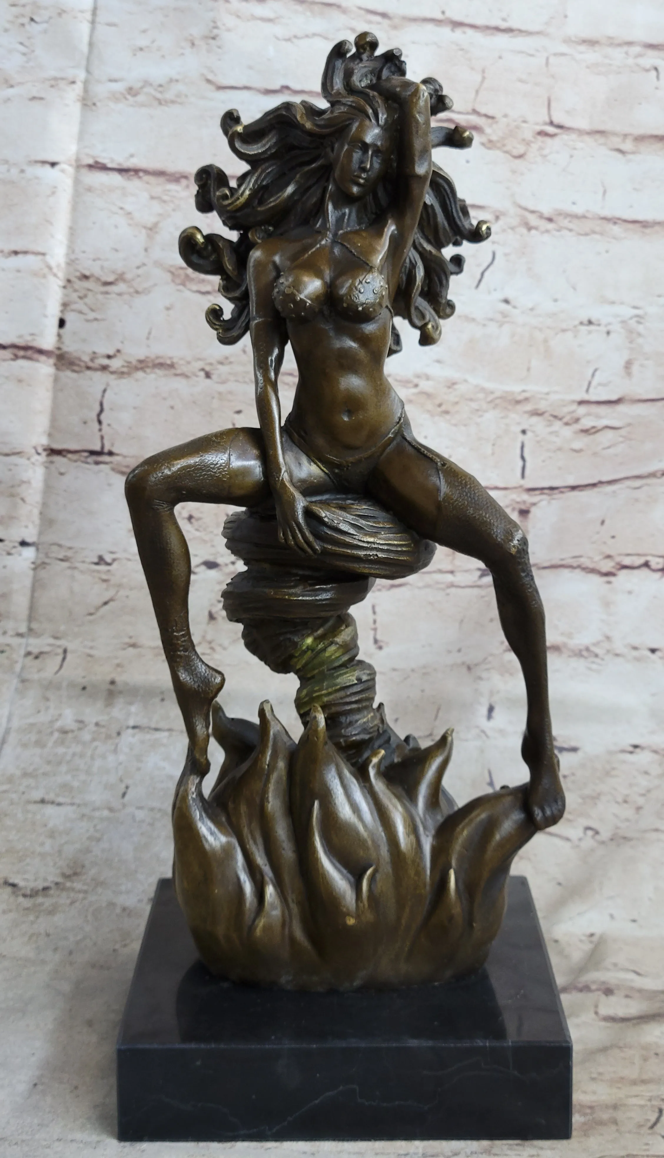Handmade Sexy Medusa Bronze Sculpture Marble Statue By Aldo Vitaleh Figurine Figure