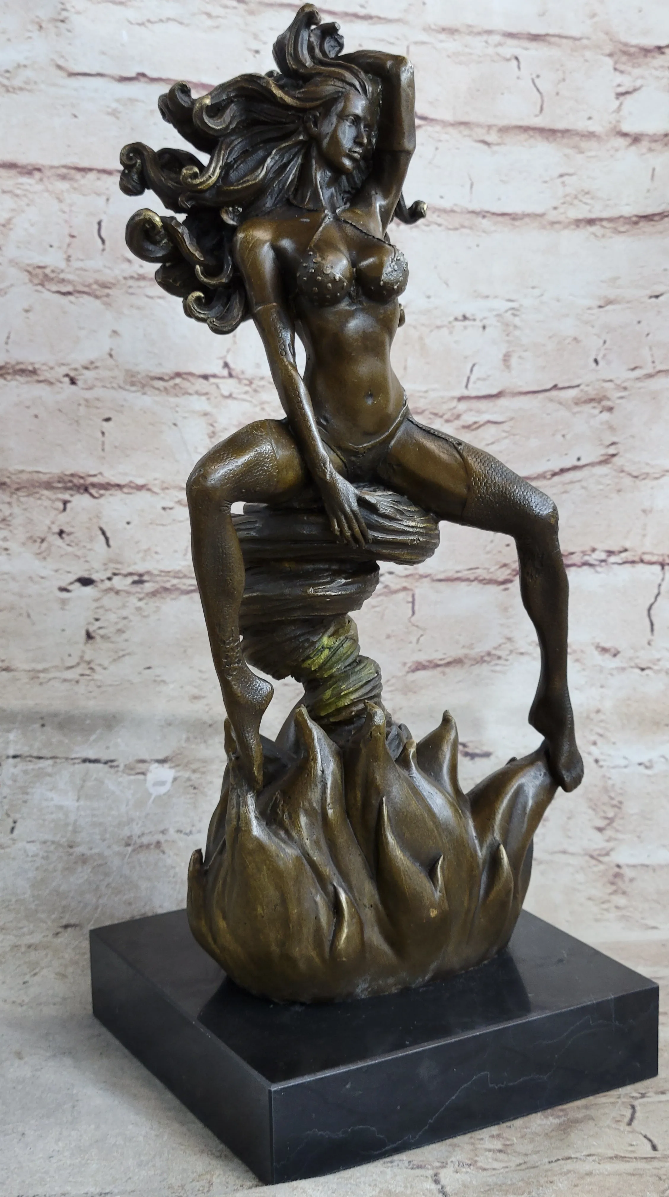 Handmade Sexy Medusa Bronze Sculpture Marble Statue By Aldo Vitaleh Figurine Figure