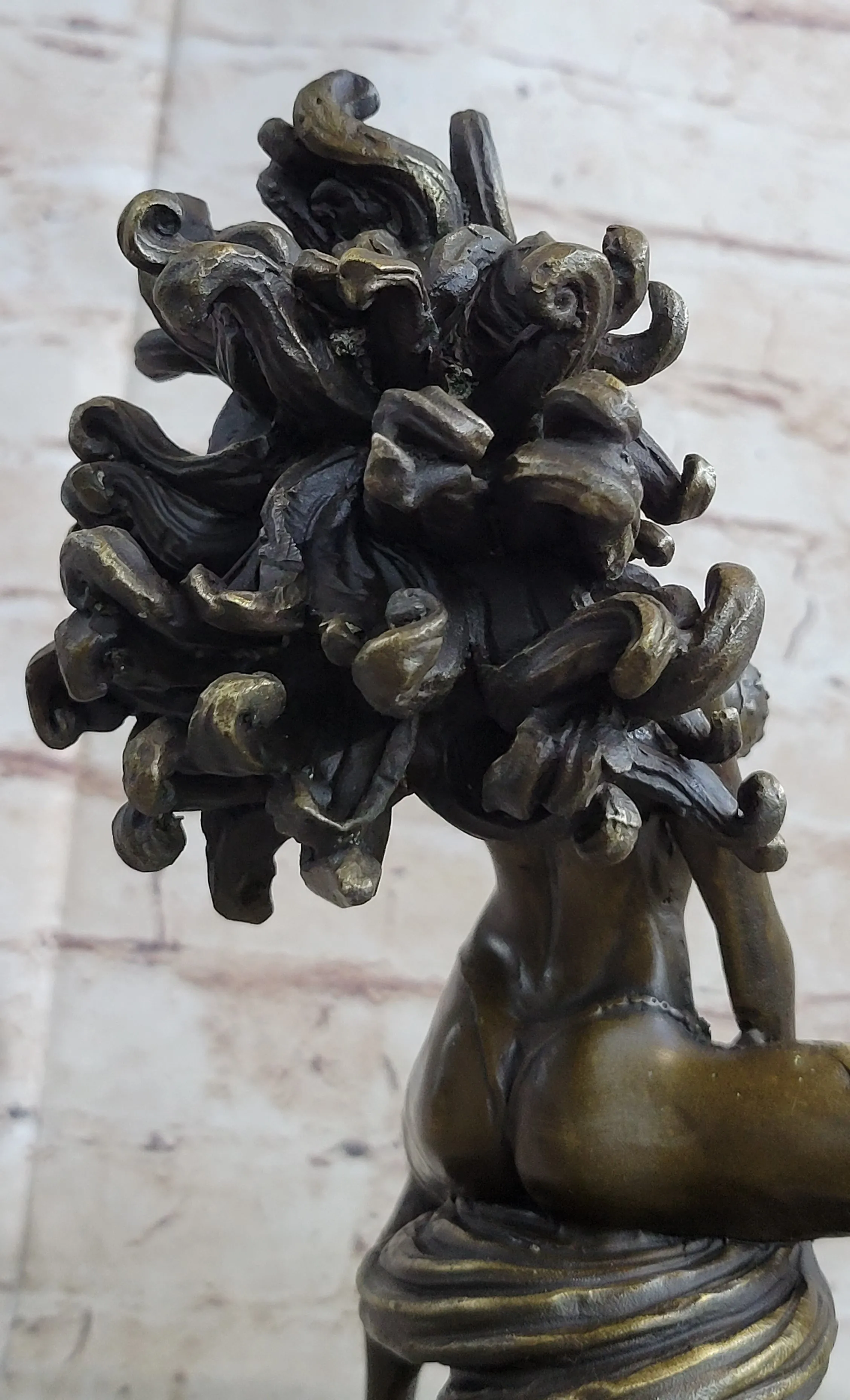 Handmade Sexy Medusa Bronze Sculpture Marble Statue By Aldo Vitaleh Figurine Figure