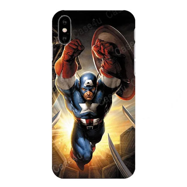Marvel Avengers Captain America Shield Superhero Case for iPhone 6s 7 8 Plus X 10 XS Max XR Silicone Rubber Cover Ironman coque