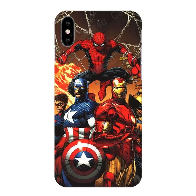 Marvel Avengers Captain America Shield Superhero Case for iPhone 6s 7 8 Plus X 10 XS Max XR Silicone Rubber Cover Ironman coque