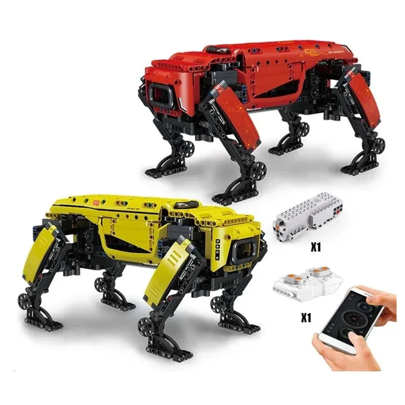 MOC Expert APP RC Yellow Dog Robots STEM Bricks Kids Toys