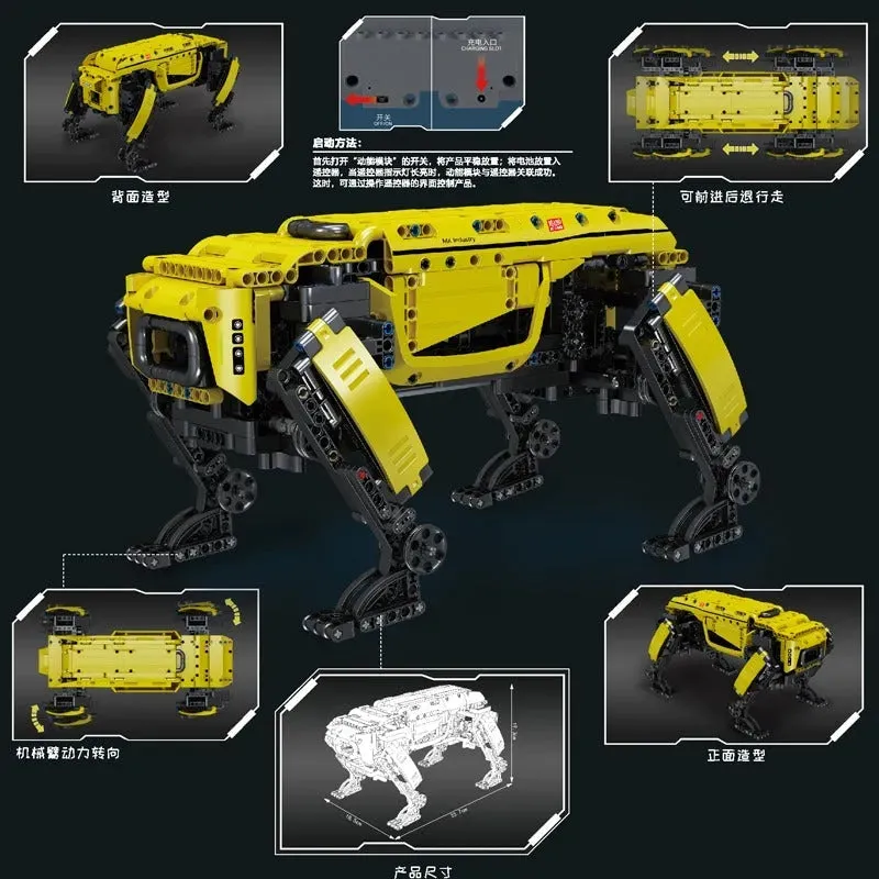 MOC Expert APP RC Yellow Dog Robots STEM Bricks Kids Toys