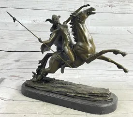 Nude Amazonian Female Warrior on Horseback Bronze Statue Sculpture Mythology 13"