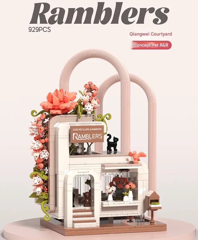 (Rose Courtyard) Enchanting Streetscape Blocks | Creative Building Blocks Set