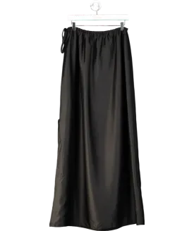 Solaqua Black Lucia Tie Up Silk Maxi Skirt UK 10