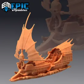 Tribal Ship, The Ramhorn #1900 by Epic Miniatures | Epic 56-Piece Gargantuan Miniature Set for D&D Tabletop