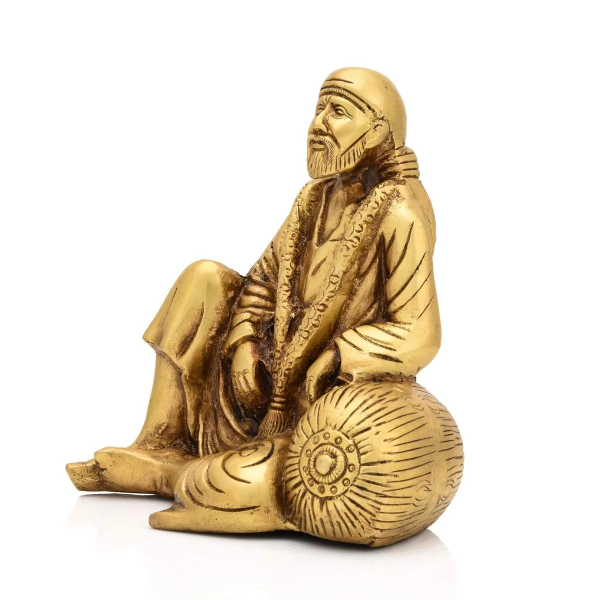 White Whale Brass God Lord Shirdi Sai Baba Bhagwan Lord Shirdi Sai Baba Idol Statue Murti 5.5" inch